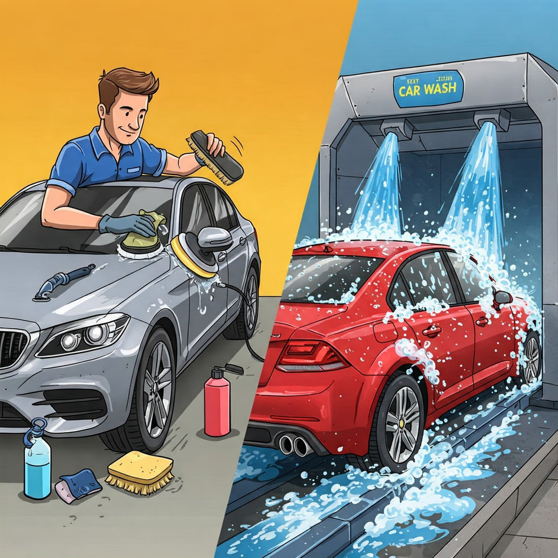 What distinguishes a standard car wash from a comprehensive detailing service?